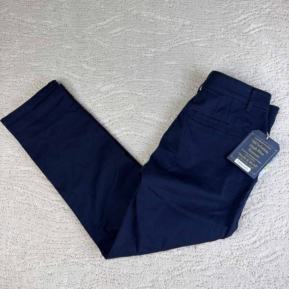 Women's NEW Democraxy Size 4 An Solution High Rise Trouser Navy Blue Mold & Hold